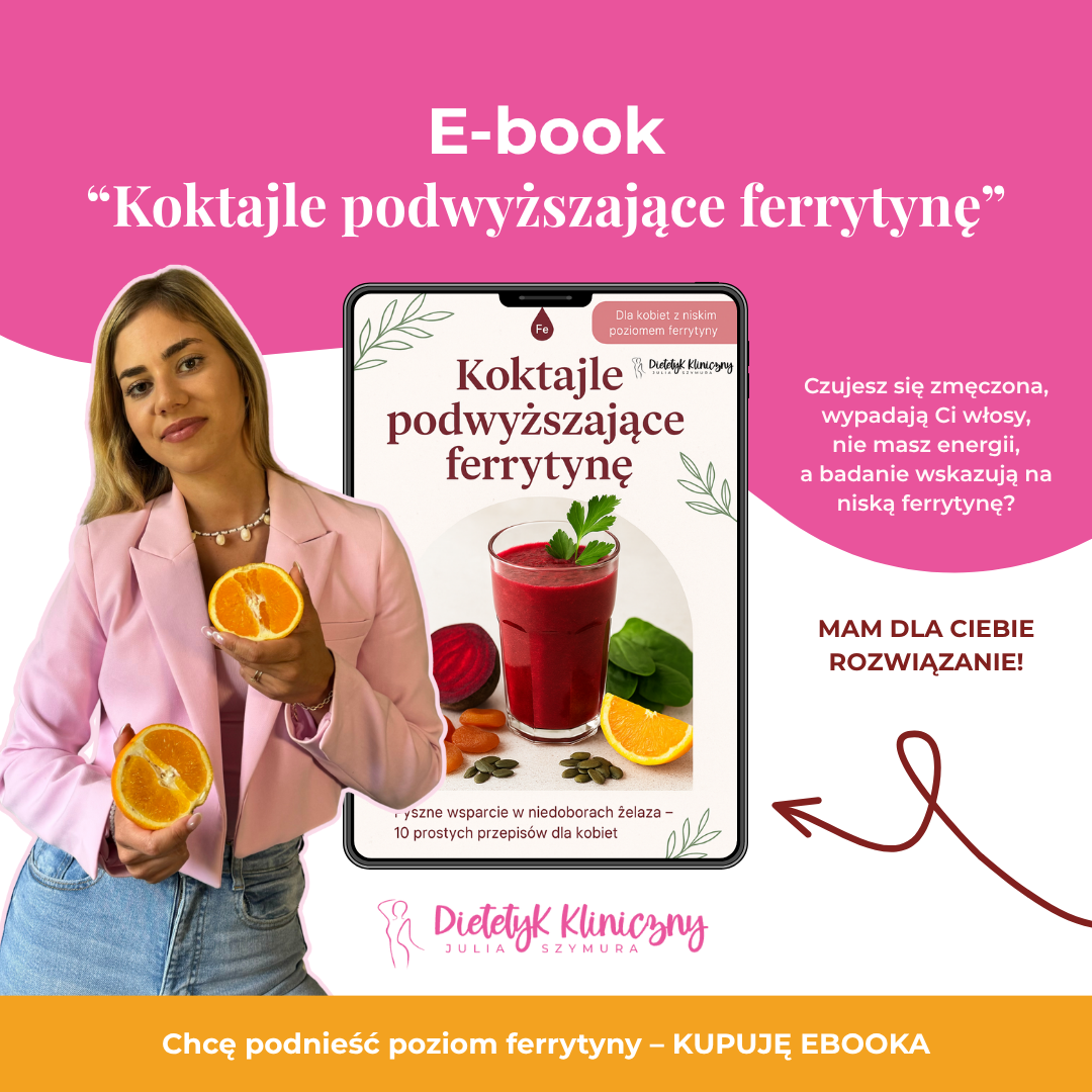 Koktajle na podwyższenie poziomu ferrytyny + dieta na podwyższenie żelaza