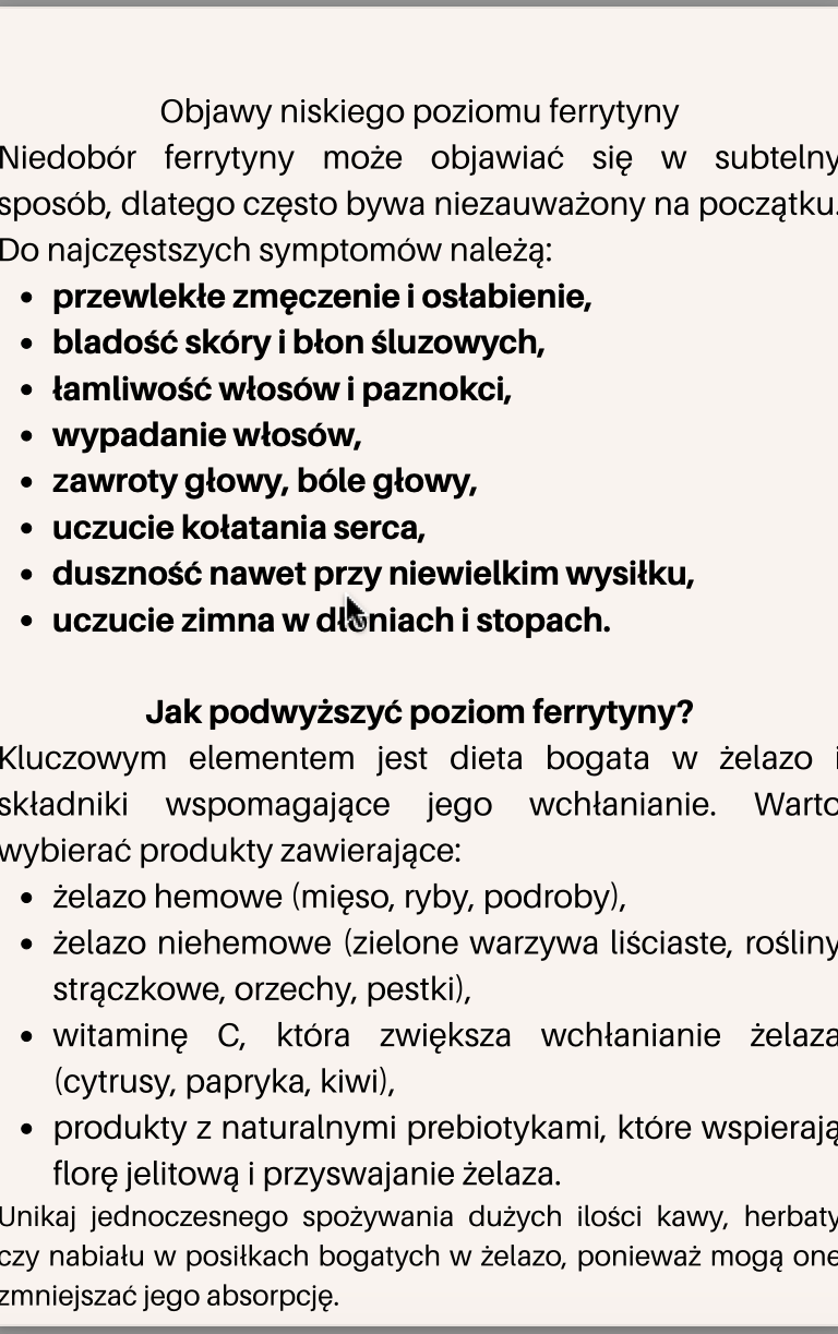 Koktajle na podwyższenie poziomu ferrytyny + dieta na podwyższenie żelaza - obrazek 2
